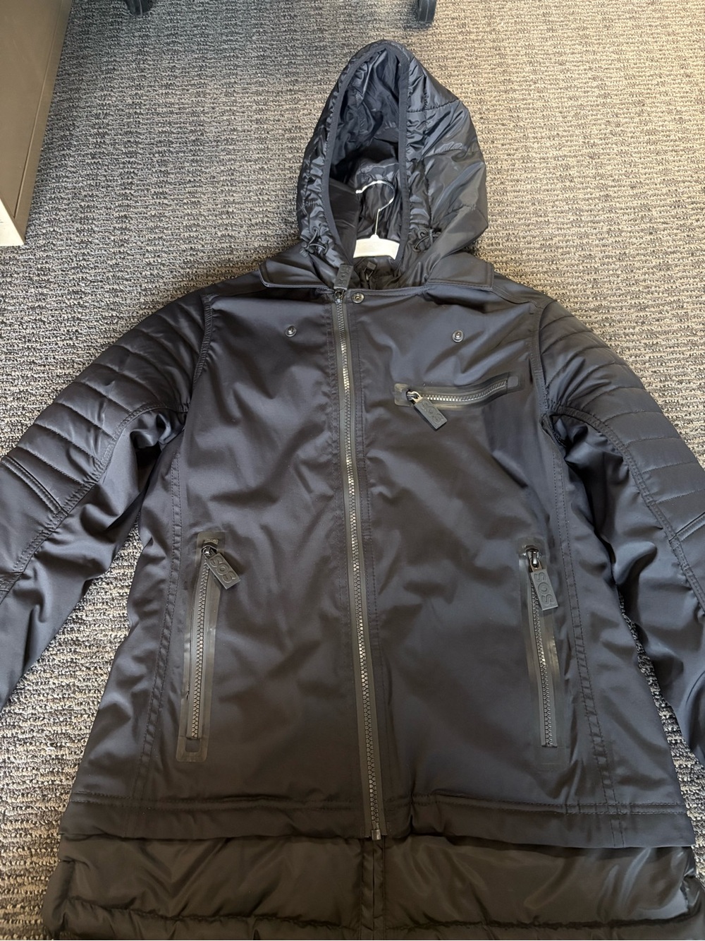 Men's Hooded Quilted Black Puffer Jacket